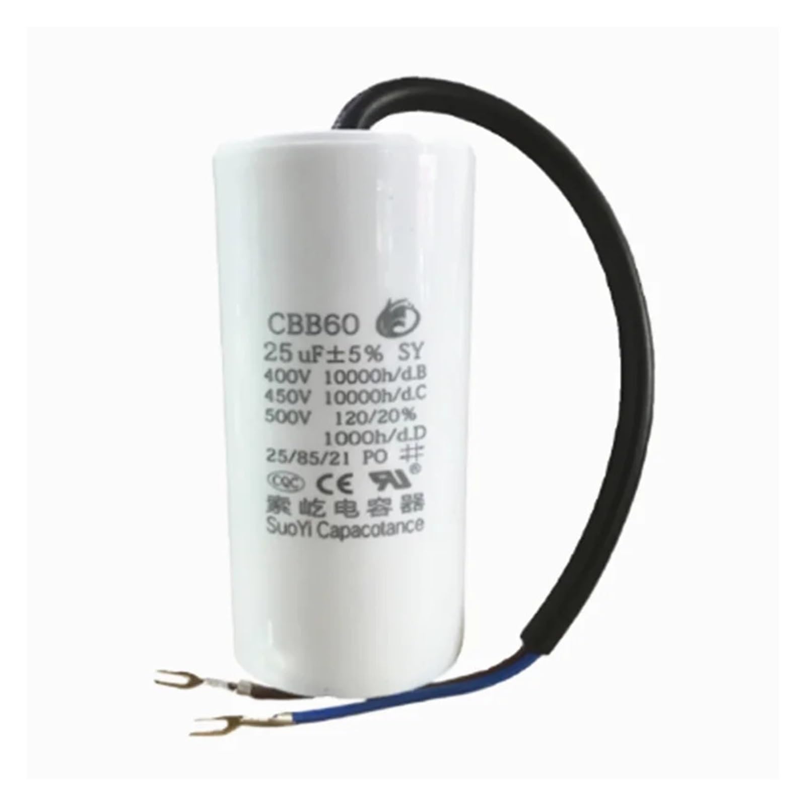 CBB60 450V Motor lavadora deshidratador bomba de agua capacitancia de arranque 5UF 10 20UF 25UF 30UF 35UF 40UF 45UF 50UF 55UF 100UF(80UF 112X45MM)