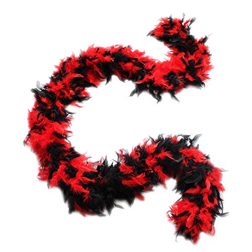Cynthia's Feathers 80g Chandelle Feather Boas over 30 Color & Patterns - Red With Black