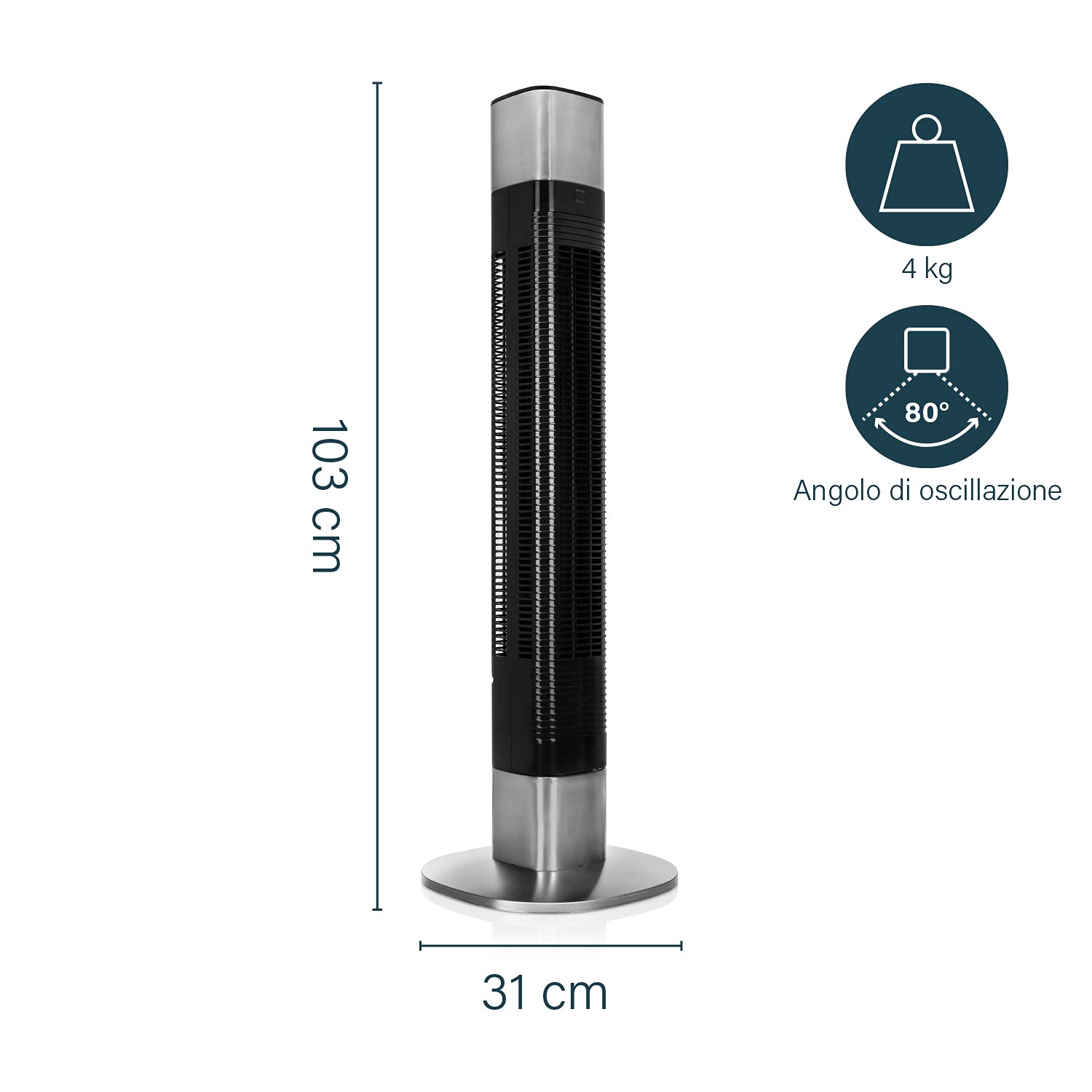 Princess Ventilatore a Torre Smart, 50 watt, 103 cm, Compatibile con Alexa, Google Home e applicazione HomeWizard