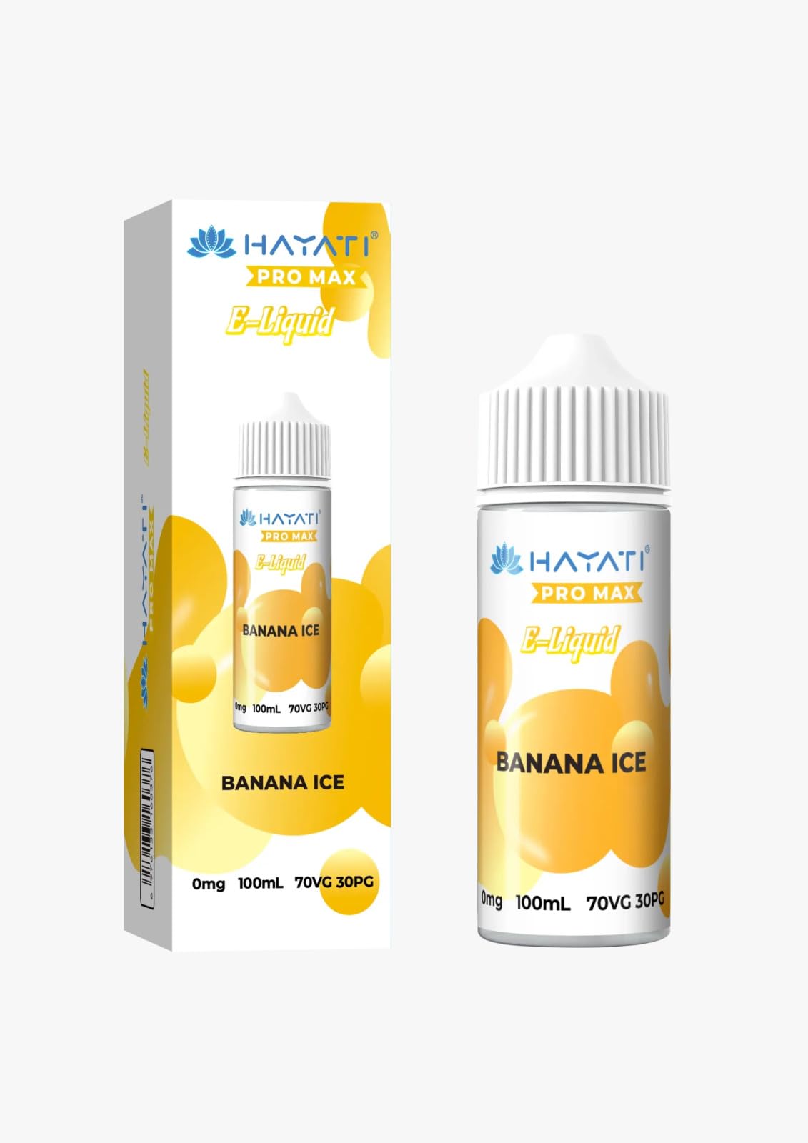 Hayati Pro Max E-Liquid, Zero Nicotine, Delicate, 20 Full Flavour Vape Juice, 100ML Vape Liquid Shortfill Bottle, 70VG 30PG (Banana Ice)