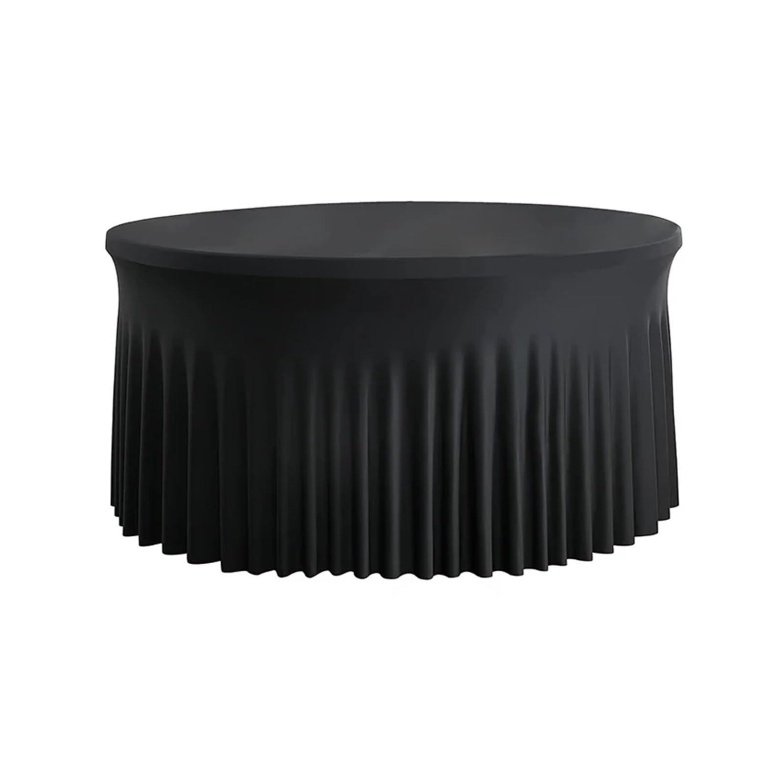XUCZHAI Pleated Wave Spandex Round Tablecloth Elastic Skirted Cover for Banquet Wedding Stain-Resistant For Banquets, Wedding, Parties(Black,6FT 183.0CM ROUND)