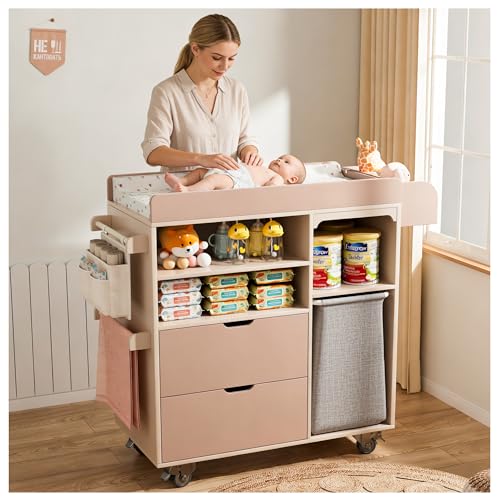 Solid Wood Baby Changing Table with Drawers