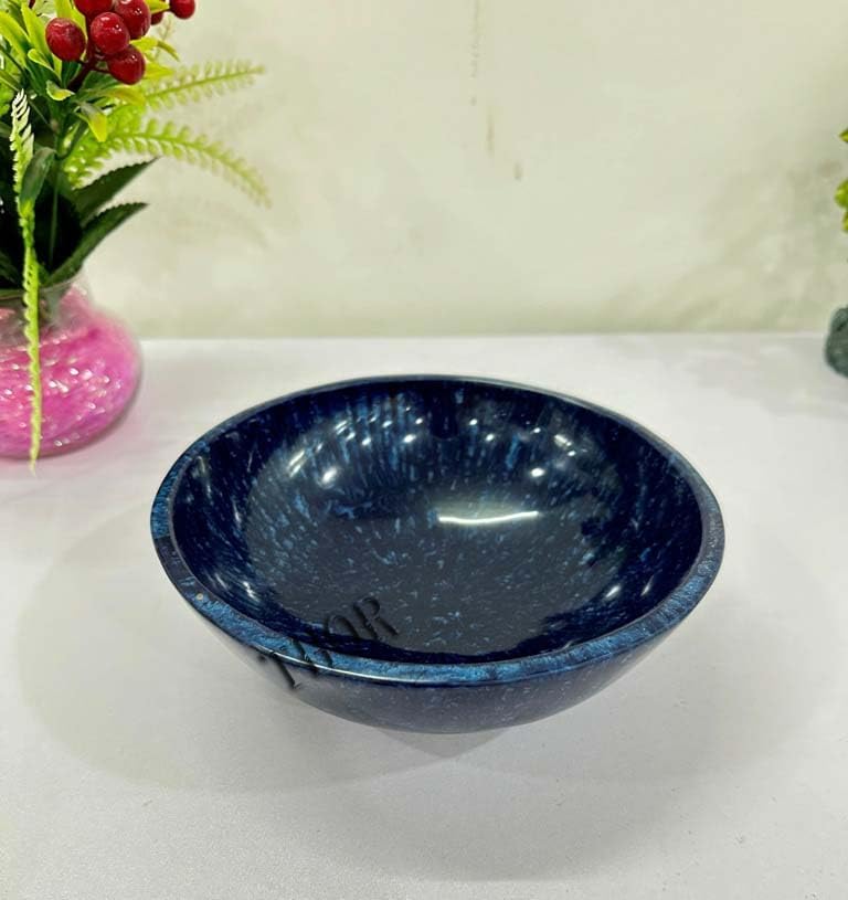 THOR INSTRUMENTS Beautiful Fruit Bowl Bread Basket Blue Fruit Basket Hand Severing Tray Rustic Decorative Bowl Round Fruit Bowl Storage Basket for Fresh Fruits and Veg