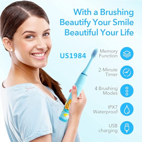 Image of Sonic Electric Toothbrush for Adults with 3 Brush Heads & 4 Cleaning Modes, Rechargeable Electric Toothbrush with 2 Minute Timer & 18000 Strokes /min with 30 days Long Battery Life (Blue, Pink)