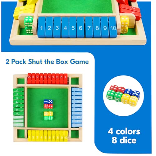 2 Pack Shut the Box Juego de Mesa con Dados de Madera miniatura 2