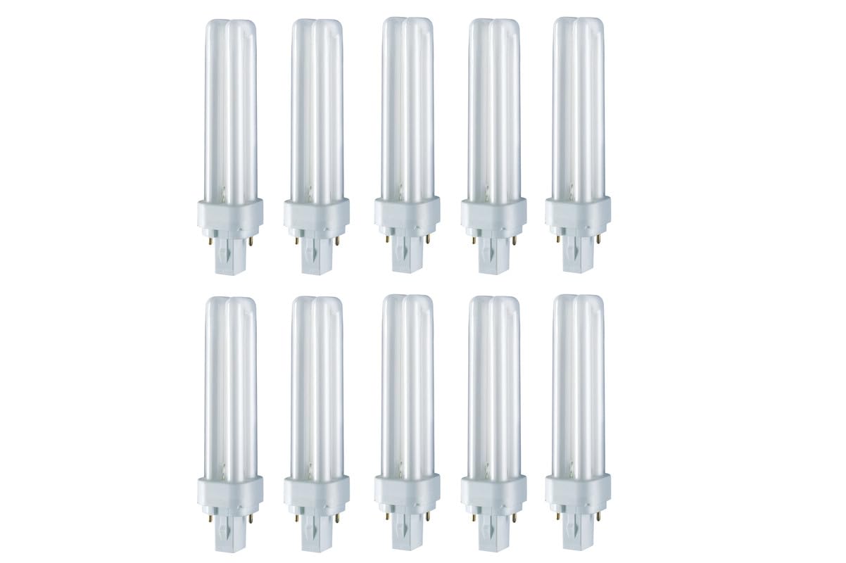 osram ledvance 18 watt dulux d- g24d-2 fluorescent plc-dd lamp cross pin, cool white 6500k - pack of 10