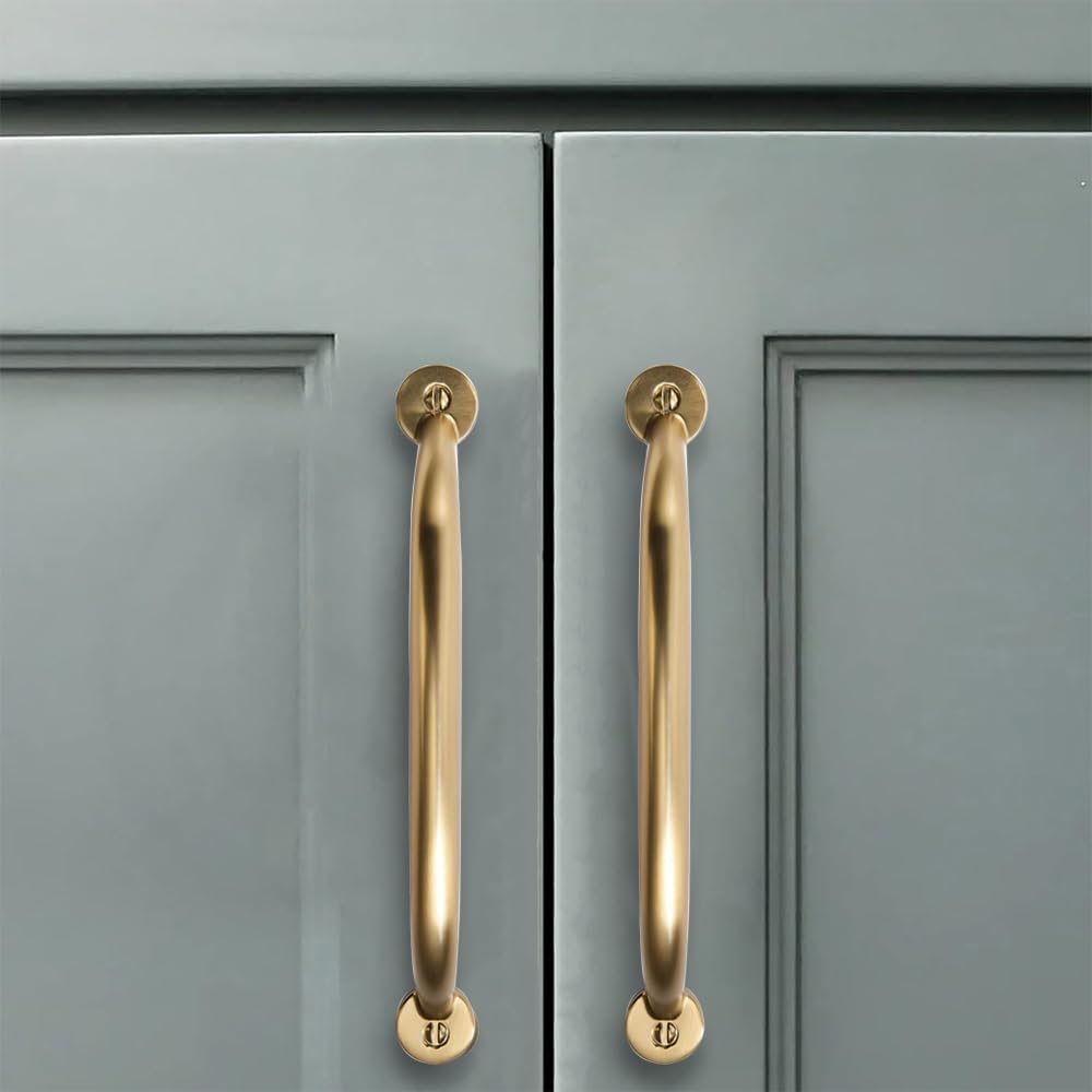 CABDM 10-Pack Brushed Brass Cabinet Handles – 4" Hole Center, Heavy Duty Solid Drawer Hardware For Kitchen, Vanity & Bathroom