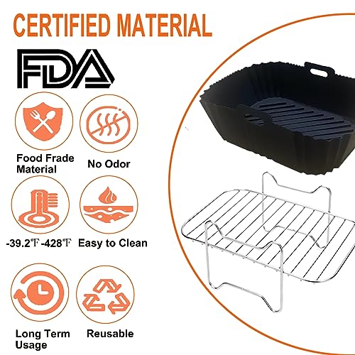 Heißluftfritteuse Zubehör Kompatibel für Ninja AF300EU 7,6L, COSORI 8,5L, cookwise Devology Cecotec 9L, Balter Innsky Doppel Fritteusen, 6PCs Zubehörset Mit Airfryer Silikonform, Grillrost, BPA-frei – Bild 3