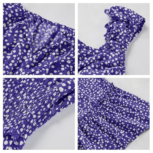Image of YOBECHO Womens Summer Sexy Sweetheart Collar Printed Ruffle Mini Dress