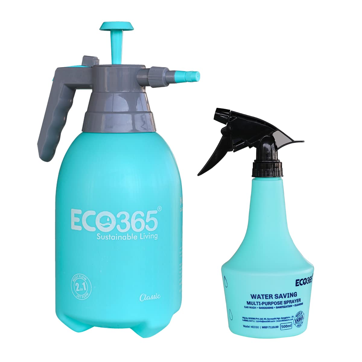 ECO365 Classic Dual Flow Pressure Sprayer with Trigger Sprayer 500ml (Pack of 1)