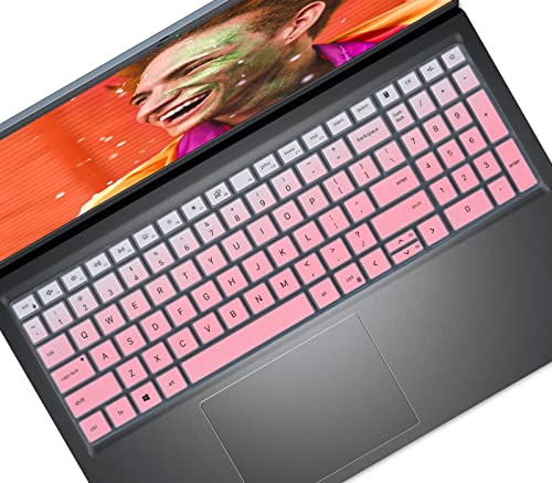 Keyboard Cover for 2021 New Dell inspiron 16 7610 & inspiron 15 5510 5515, inspiron 15 3510 3511, Latitude 3520 Laptop. New Dell inspiron 15 3000 5000 Keyboard Skin Protector - Gradual Pink
