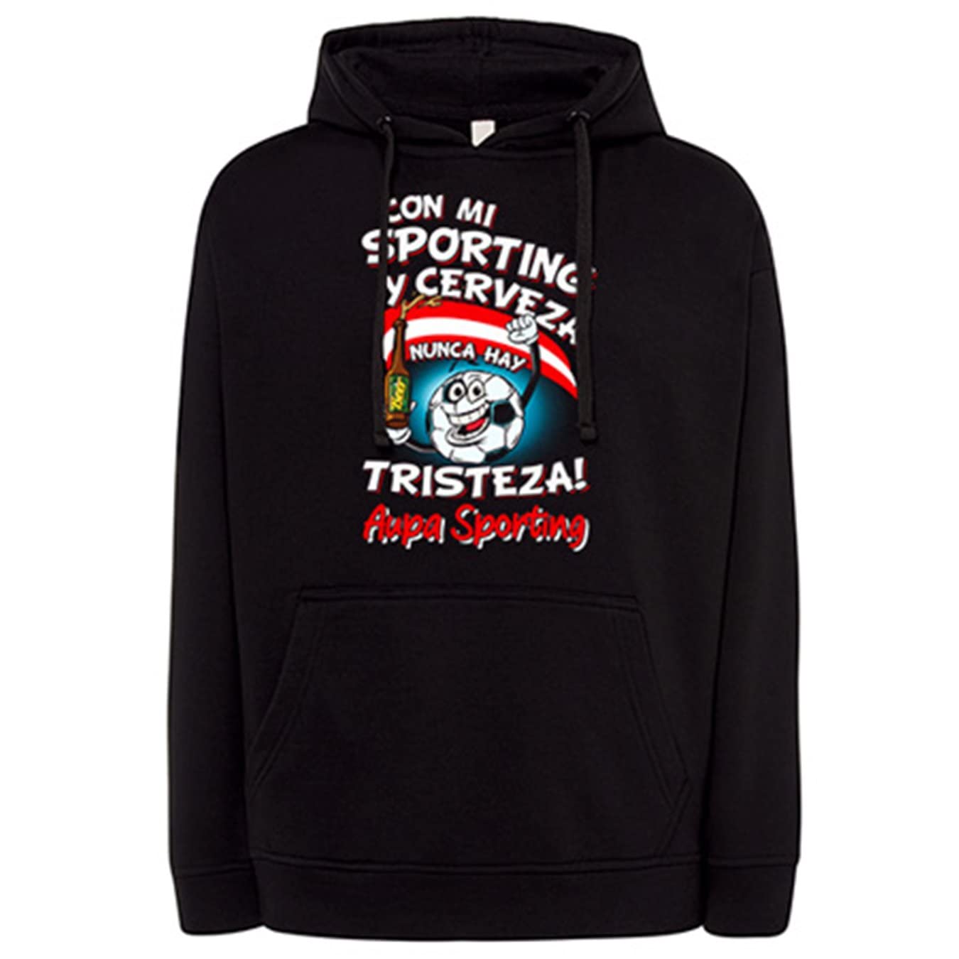 Sudadera Frase con mi Sporting y Cerveza Nunca Hay Tristeza Gijón para Aficionado al fútbol