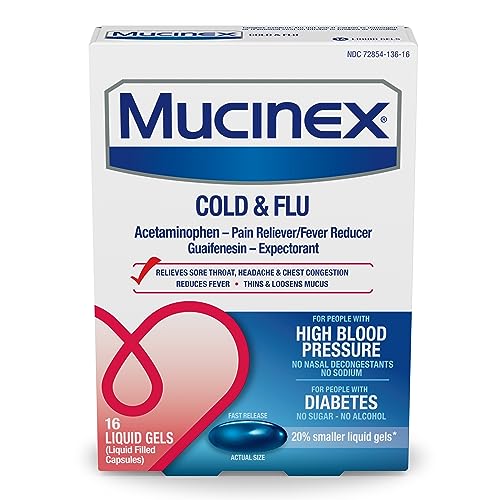 Mucinex Cold & Flu High Blood Pressure Liquid Gels cover