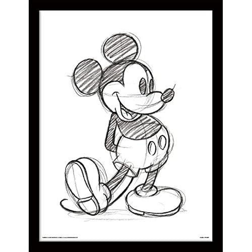 Pyramid International Mickey Mouse (Sketched - Single) 30x40 cm gerahmter Druck, 250GSM PAPERWRAP MDF, Mehrfarbig, 44 x 33 x 4 cm