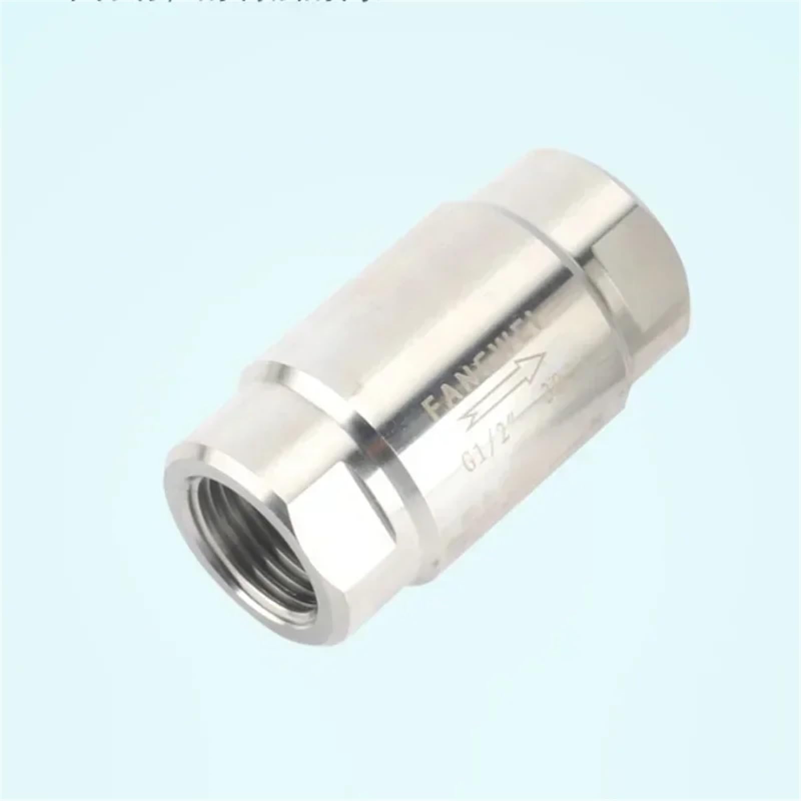Válvula de retención inox 304 hembra 3/8 evita caídas de presión en agua y aceite