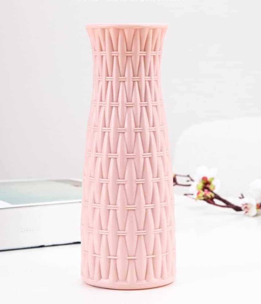 VRB DecTM 1Pcs Knotted Plastic Ceramic Vase, Flower Vase, Pampas Grass Vase,Vase for Flower,Vase for Plants,Vase Home Decor Centrepiece Decor for Home, Office,Living Room Decor Aesthetic (Pink Color)-image-36