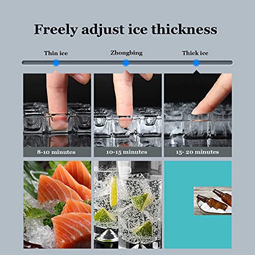 Fabricadora de Hielo Portátil Eléctrica de Encimera, con Ajuste de Grosor de Hielo, Produce 25 kg de Hielo al Día y Función de Limpieza con un Solo Botón, para Hielo Triturado miniatura 6