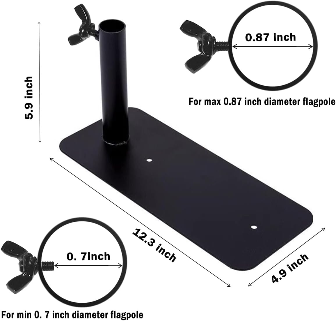 2 Pack Feather Flag Pole Tire Mount, Wheel Tire Mount Metal Flag Pole Holder for Diameter 0.87" Feather Flagpole Ideal for Cars RVs Truck Camping Tailgating and Outdoor Events (Diameter 0.87")