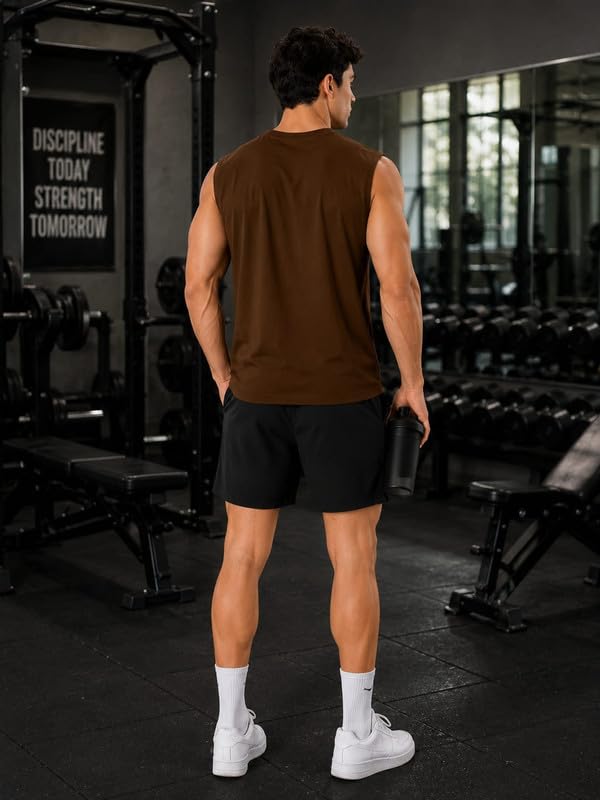 Image of O3e Boston 23 Men Sleeveless Gym Vest Tank Top | Cotton Blend Sports T-Shirt for Workout Running Training, Gym & Casual | Breathable Regular Fit Athletic Muscle Tee