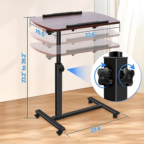 Hitacts Overbed Table Height Adjustable With Tilting Desktop Bed Side Table With Wheels Lockable Rolling Standing Laptop Desk Hospital Bed Table thumb #1