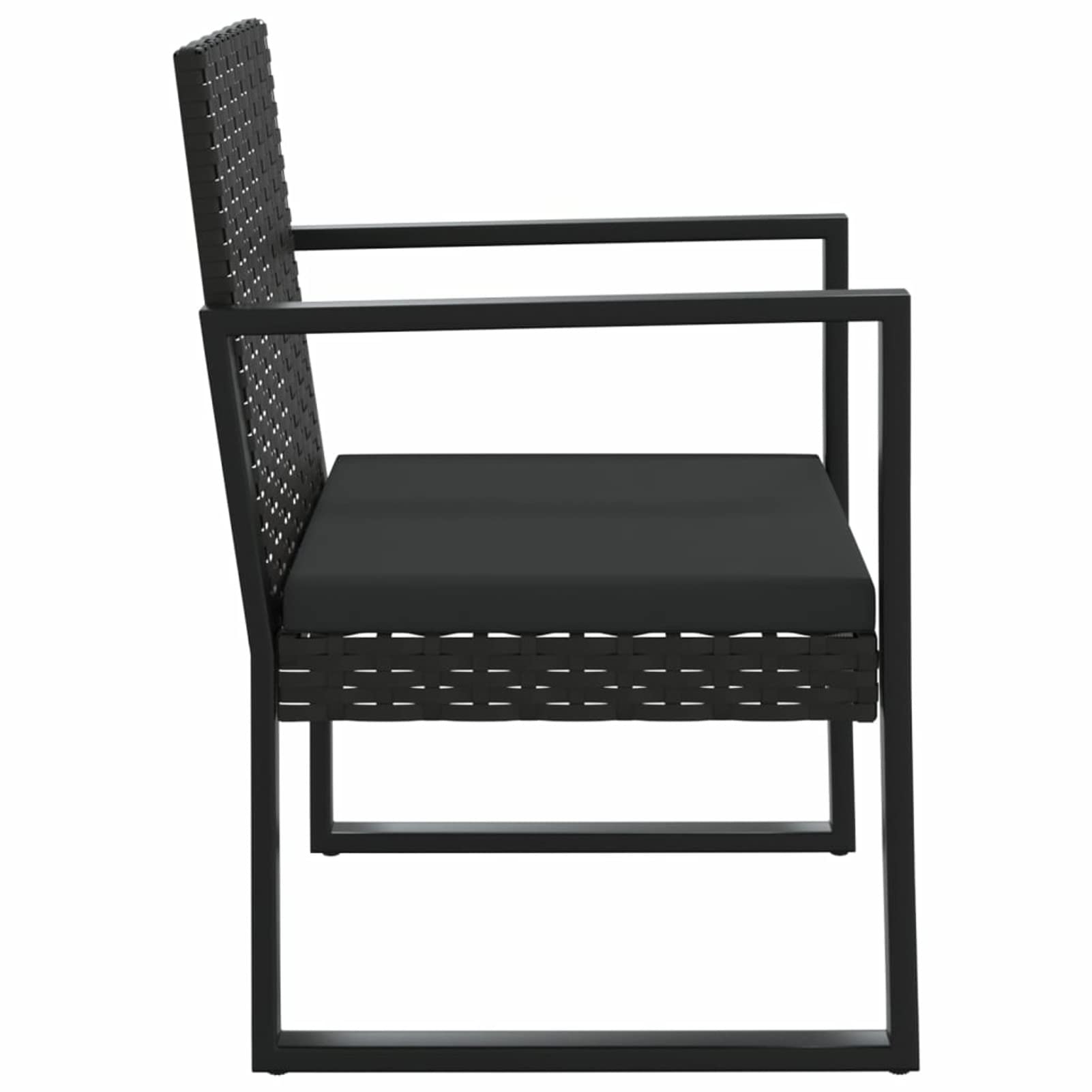 Homgoday Set di 4 mobili da giardino, mobili da giardino, set di mobili da giardino, salotto con cuscino, set di mobili da giardino, mobili da giardino, mobili da balcone, nero, in polyrattan, # 4