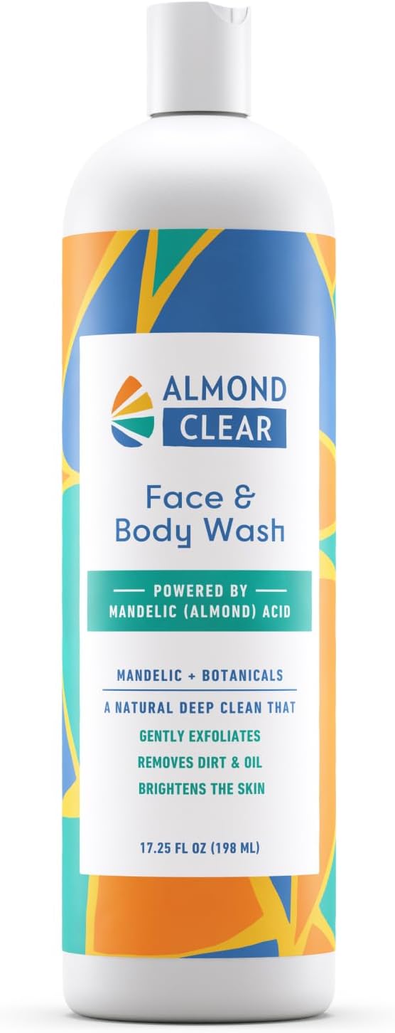 - Almond Clear Face & Body Wash | Skin Care for Acne and Folliculitis-Prone Skin - Gentle Acne Face & Body Wash, Exfoliating Cleanser with Mandelic Acid | 17.25 oz