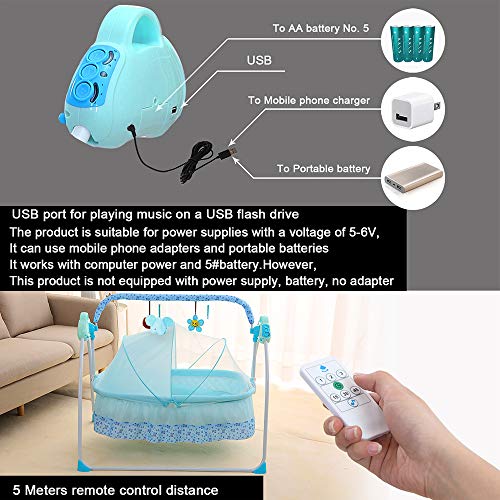 CBBBBAY Electric Baby Cradle Swing Sleeping Rocking Basket Bassinet Newborn Crib Bed