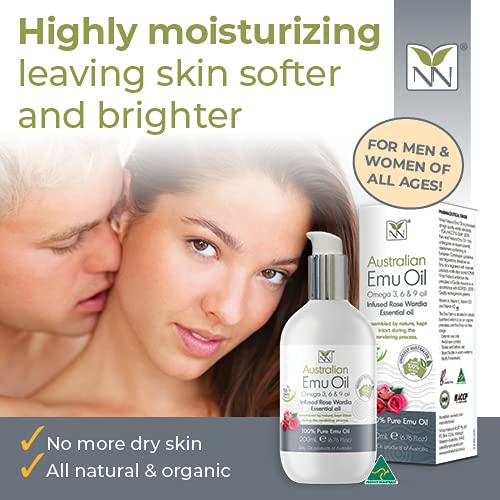 Miniatura 6 de Y-Not Natural - Aceite de emu orgánico farmacéutico 100% puro de 6.8fl oz  Aceite de omega 3, 6 y 9 aborígenes con infusión de rosa wardia para