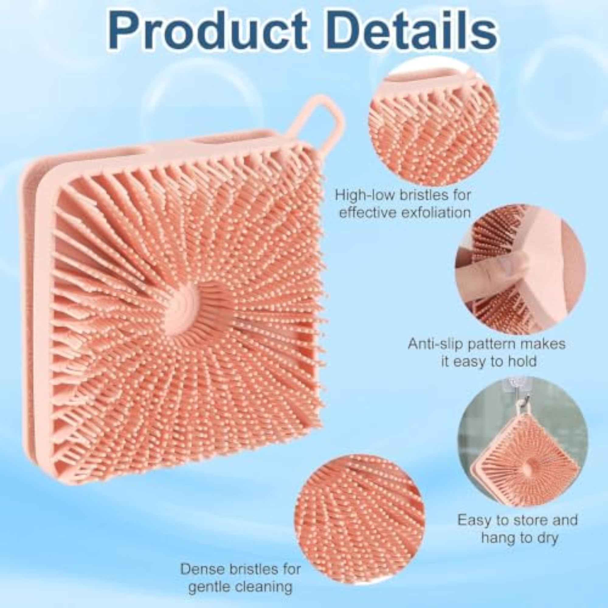Silicone Body Loofah, Bath Brush with Handle