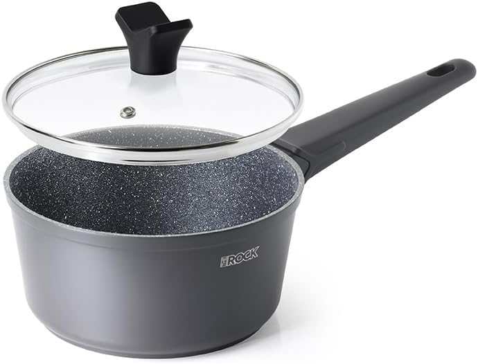 THE ROCK SOHO Nonstick Saucepan with Lid, 1.9 Quarts Small Pot with PPG Quantum2 Coating – Durable for Urban Kitchens, Nothing Sticks, Never Warps, Lasts Longer, Induction Compatible, PFOA-Free, Black