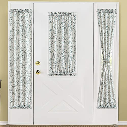 Image of VOGOL Leaves Print Patio Door Curtain, Light Filtering Front Door Curtains for Glass Window, 1 Piece Short Drapery Rod Pocket Panels for Kitchen, 25x40 in