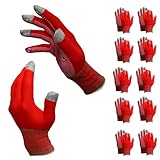 HANWOO SUPER TOUCH DOT WORK GLOVES RED Large, PVC DOT PATTERN - Work Gloves Individually Packed 10 P