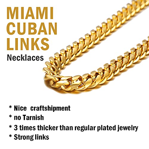 Mens Gold Chains Cuban Neckace Stainless Steel 10Mm 18 Inch Mens Gifts For Dad #TOP2