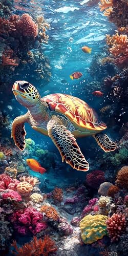 Diamond Painting Tortue Océan 40x80cm pour Débutants