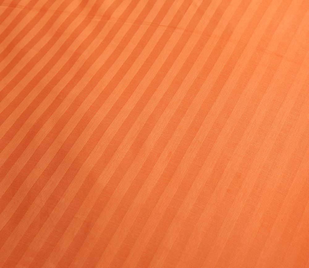 Utsav Bedding Cloud-Like Twin-XL (70x102) Flat Sheet, Soft 600-TC Peruvian Pima Cotton, Beautiful Bed Sheets, Top Sheet, Twin-XL Flat Sheet Only (Stripe, Orange)