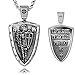 VENICEBEE ST.MICHAEL ARCHANGEL CROSS SHIELD PRAYER MEDAL STERLING SILVER PENDANT NECKLACE