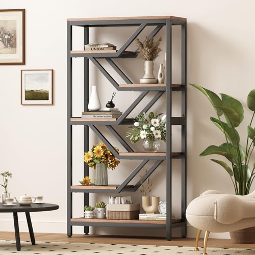 La Mejor Selección de Librero Walmart Top 10. 42 MXDESIKU Librero Organizador Abierto de 6 Capas, Librero Minimalista Retro, 184CM de Altura, Perfecto para Oficina en Casa y Decoración de Sala de Estar, Dormitorio, Baño, Cocina...