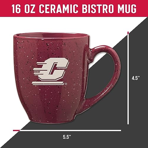 Image of Rico Industries NCAA Central Michigan Chippewas Maroon Personalized 16 oz Team Color Laser Engraved Speckled Ceramic Coffee Mug