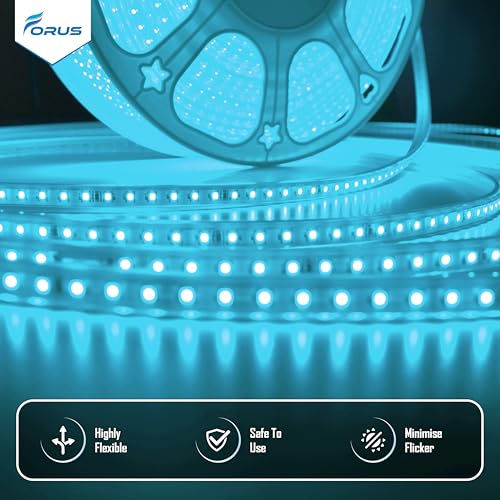 Image of Forus LED Rope Light 45 Meter 6 Month Warranty, Outdoor Waterproof Decorative Cove Light for Ceiling, Balcony, Home Decor, Interior Decoration, Flexible Profile Light for Diwali, Christmas-Ice Blue