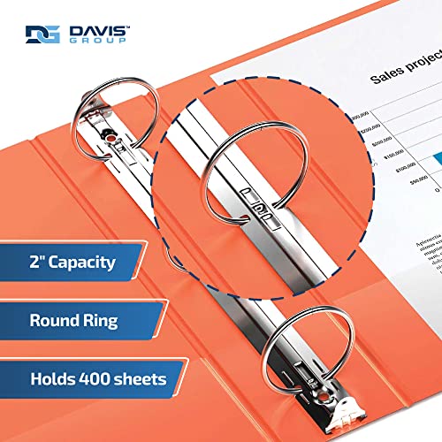 Image of Easyview 3-Ring Binder, Clear-View Cover, 2 inch Round Rings, Orange, 6 Pk | Heavy-duty binder, fits 8.5 inch x 11 inch paper, customizable cover, made in Canada, ideal for school or office use