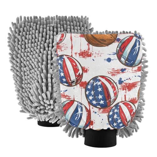 IOACIY Absorbent Microfiber Car Wash Drying Mitts, 2 Pack, Scratch-Free & Lint-Free, Rich Foam, Highly Absorbent, Double Sided, Wash Mitt Perfect for Car Washing, M, Basketball (5)