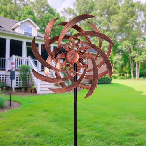 Wind Spinners Outdoor Garden Decor, 360°Metal Kinetic Wind Sculpture Spinner, 16W*76H inch Windmill for Yard, Patio, Backyard, Garden Gifts for Women