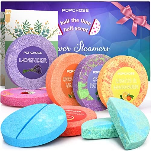 POPCHOSE Shower Steamers Aromatherapy - Bath Bomb Shower Tablets 8 Pack, Self Care & SPA Relaxation - Stocking Stuffers Christmas Gifts for Women and Mom Who Has Everything, Birthday Valentines Gift