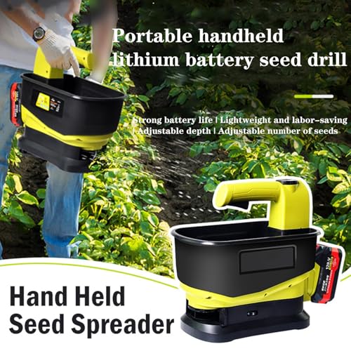 Esparcidor de semillas inalámbrico, esparcidor de fertilizante recargable con batería de 4000 mAh, esparcidor de semillas de césped de mano de 12000 pies cuadrados, dispersión ajustable de 6