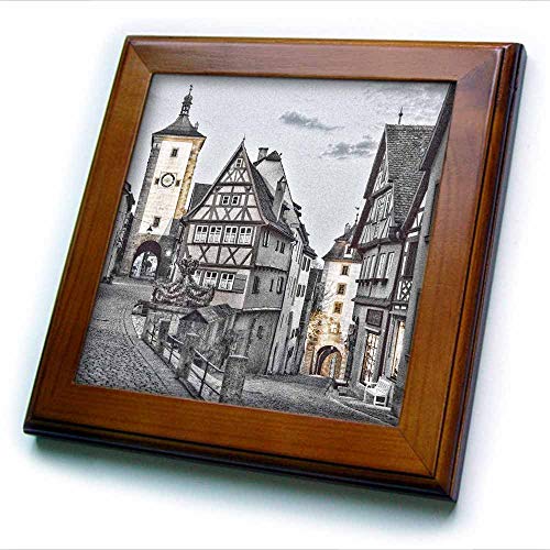 3dRose Framed Tile - Germany, Rothenburg ob der Tauber, Ploenlein Triangular Place. - 6 by 6-inches (ft_313605_1)