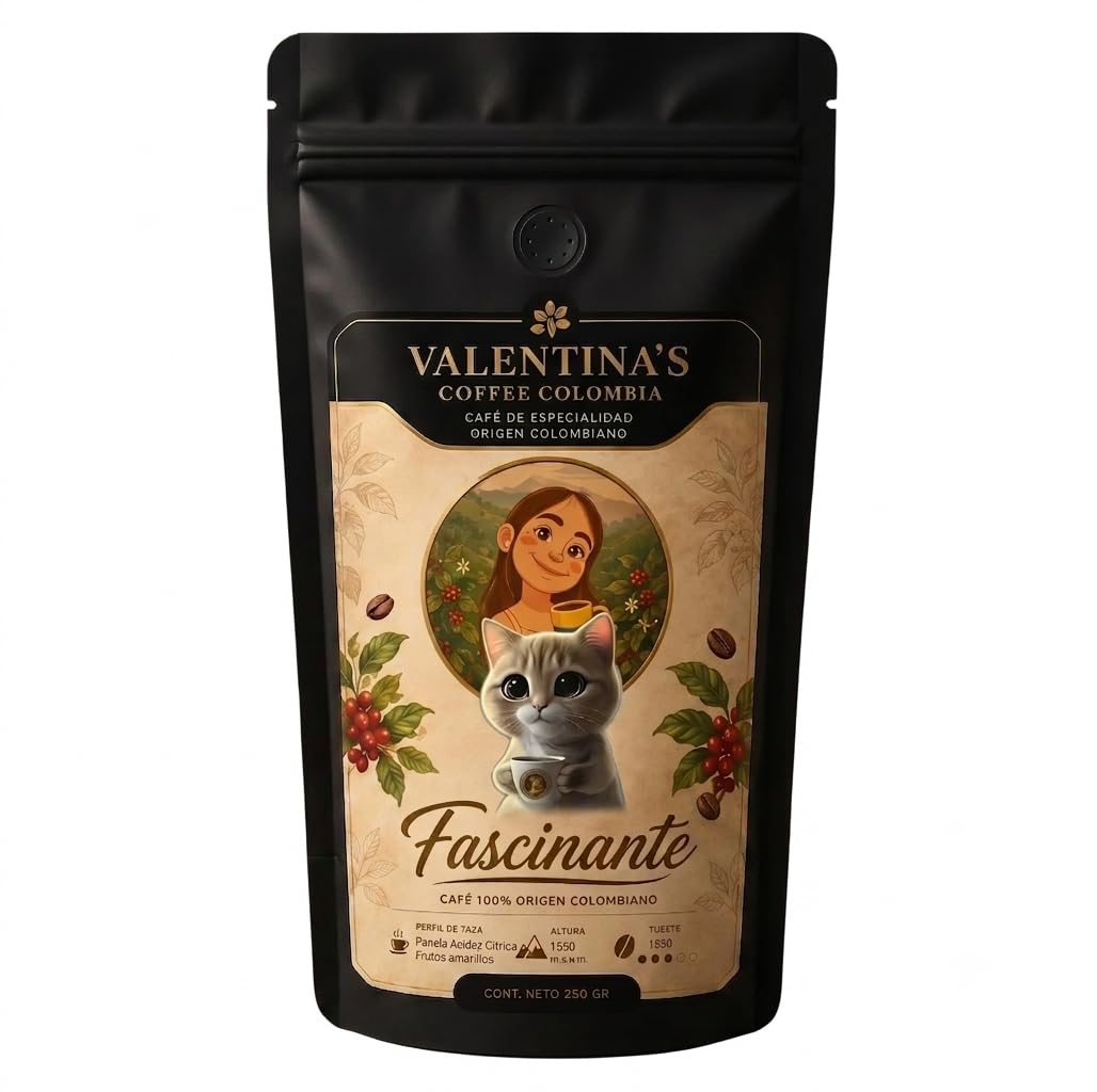 Valentina's Coffee | Fascinante | 1000 gr | En Grano | Sabor Dulce de panela, frutos amarillos y acidez citrica brillante | Intensidad Media | 100% Café Colombiano de Especialidad