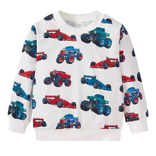 Image of Popshion Toddler Boys Sweatshirt Cotton Lightweight Kids Winter Warm Sweater Crewneck Pullover Tops