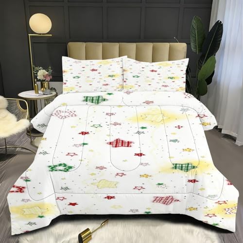 Nuphtun Edredón 220x240 2.4 kg | Estrella Multicolor, Arte en 3D sobre Tejido de Microfibra Premium, Relleno de Algodón 200 gsm de Altísima Calidad, Placer Sensorial Que Renueva Energías C71