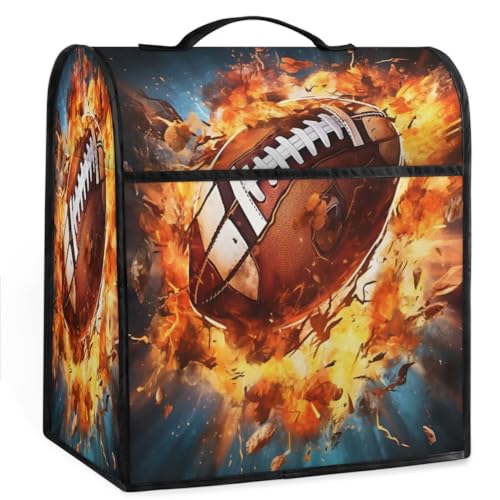 Coffee Maker Cover Flame Football Kitchen Appliance Covers Small Appliance Covers Blender Cover Juicer Cover Dust Covers for Kitchen Appliances with Top Handle and Pockets,Washable,B212