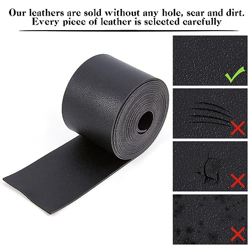 GORGECRAFT 50mm Wide Black Leather Strap Strip 79 Inch Long Flat Imitation Leather Cord 1.8mm Thick Double-Sided Lychee Pattern Leather Belt for DIY Craft Projects Pet Collars Jewelry Tooling Workshop - Image 4